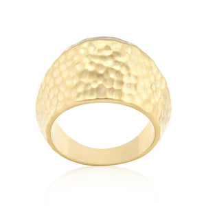 Hammered Golden Fashion Ring - R08275F-V00