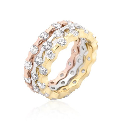 Tri-tone Stackable Rings - R08276T-C01