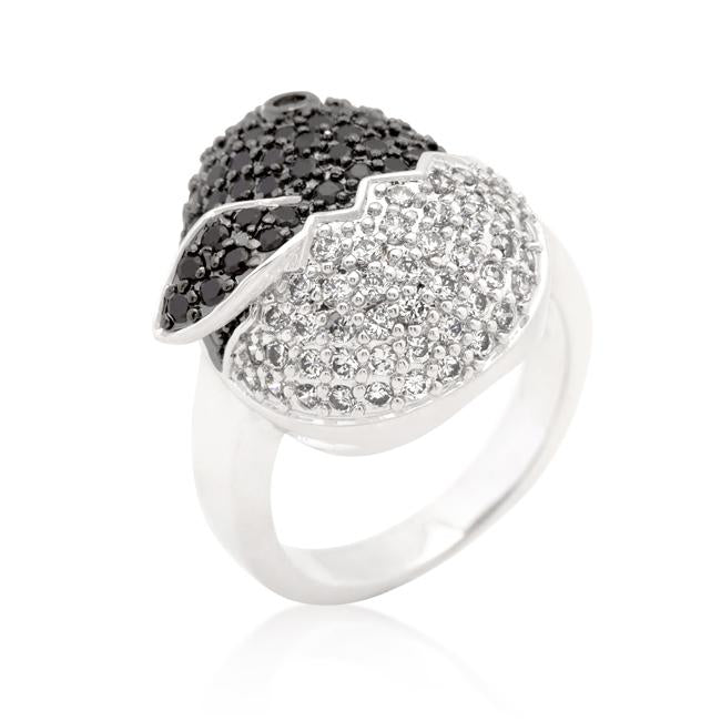 Black and White Cubic Zirconia Baby Chick Ring - R08279T-C03