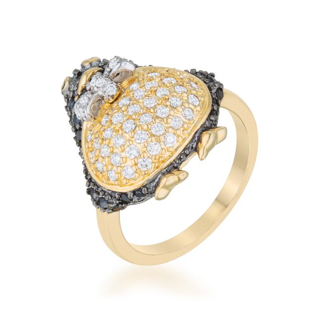 Jet Black Cubic Zirconia Penguin Fashion Ring - R08281T-V01