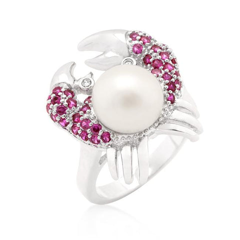 Pearl Crab Cubic Zirconia Ring - R08282R-V01