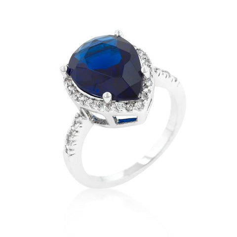 Sapphire Cubic Zirconia Drop Ring - R08286R-C30