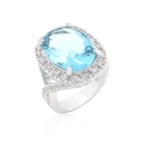 Oval Blue Topaz Cocktail Ring - R08288R-C32