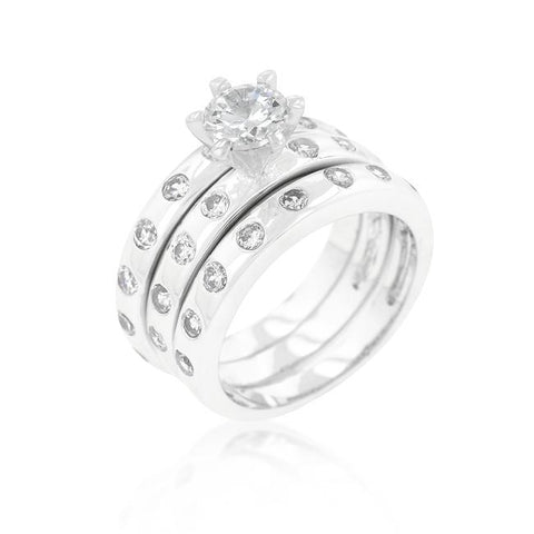 Bezel Set Engagement Ring Set - R08294R-C01
