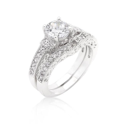 Art Deco Round Cut Bridal Set - R08297R-C01