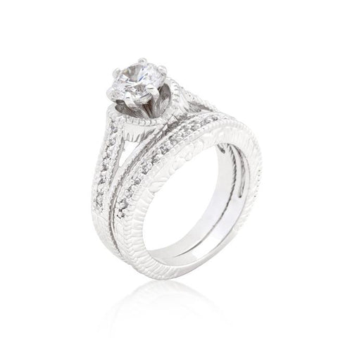 Cubic Zirconia Round Cut Ring Set - R08299R-C01