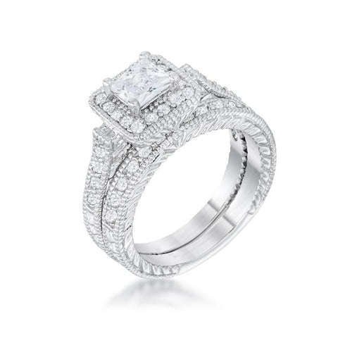 Art Deco Princess Cut Bridal Set - R08300R-C01