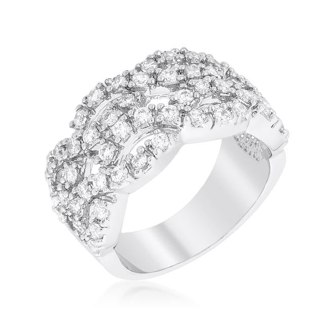 Braided CZ Cocktail Ring - R08321R-C01