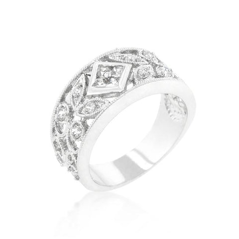 Spring Floral Cubic Zirconia Band - R08327R-C01