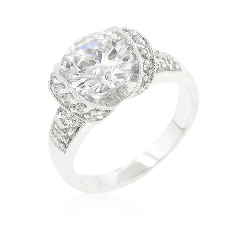 Tension Set Cubic Zirconia Engagement Ring - R08330R-C01