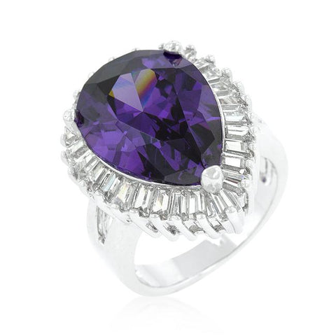 Cubic Zirconia Purple and Clear Cocktail Ring - R08346R-C20