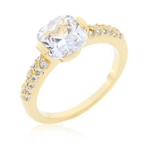 Clear Cushion Cut Cubic Zirconia Engagement Ring - R08349G-C01