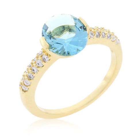 Aqua Oval Cubic Zirconia Engagement Ring - R08350G-C32