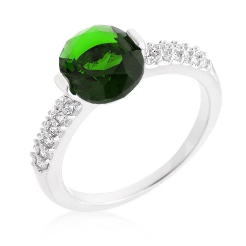 Green Oval Cubic Zirconia Engagement Ring - R08350R-C40