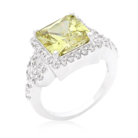 Halo Style Princess Cut Peridot Cocktail Ring - R08352R-C41