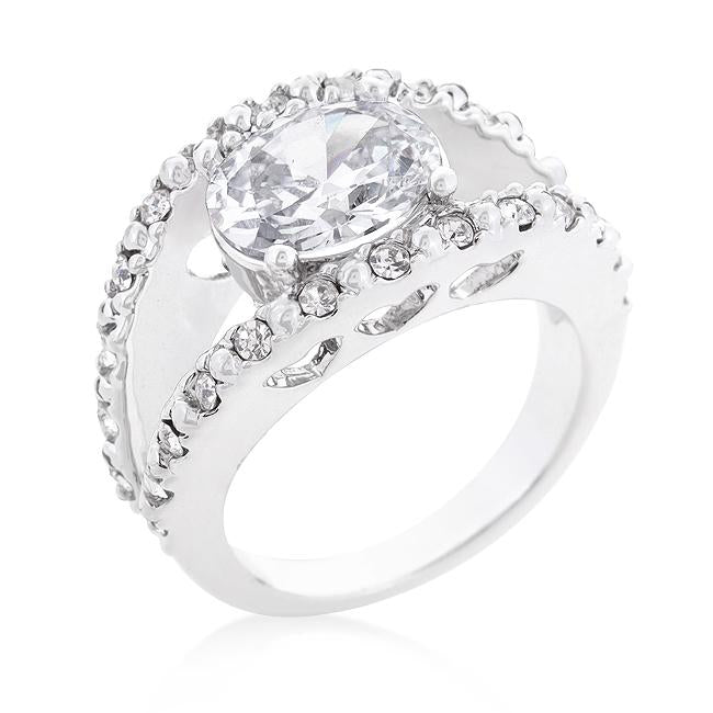 Clear Split Band Engagement Ring - R08356R-C01