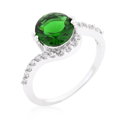 Green Swirling Engagement Ring - R08377R-C40