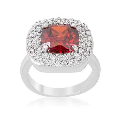 Micropave Red Bridal Cocktail Ring - R08378R-C13