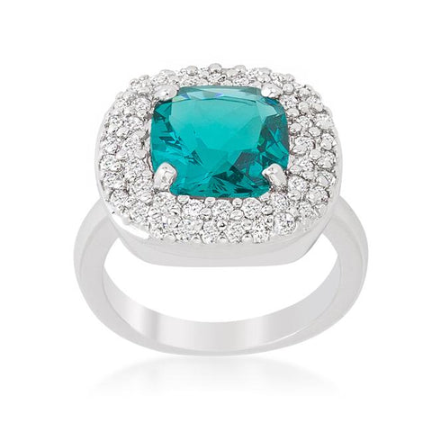 Micropave Aqua Bridal Cocktail Ring - R08378R-C32