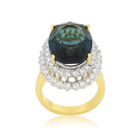 Two-tone Double Halo Cocktail Ring - R08383T-C30