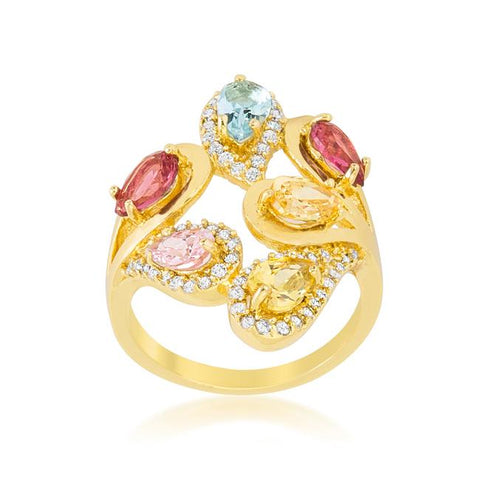 Multi-Color Cocktail Ring - R08385G-V01