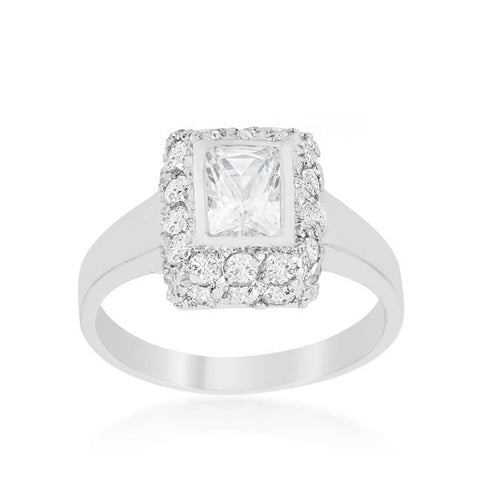 Sterling Silver Pave Engagement Ring - R08391RS-C01