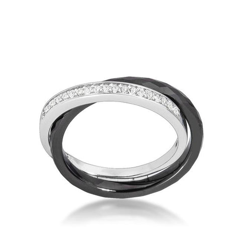 Double-Band Ceramic Eternity Ring - Black - R08426RS-V02