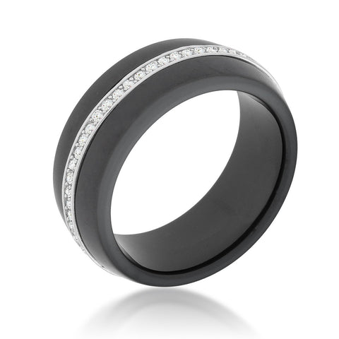 Ceramic Band Ring - Black - R08429RS-V02