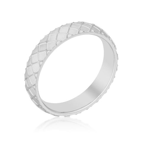 Textured Stainless Steel Band Ring - R08435RV-V00
