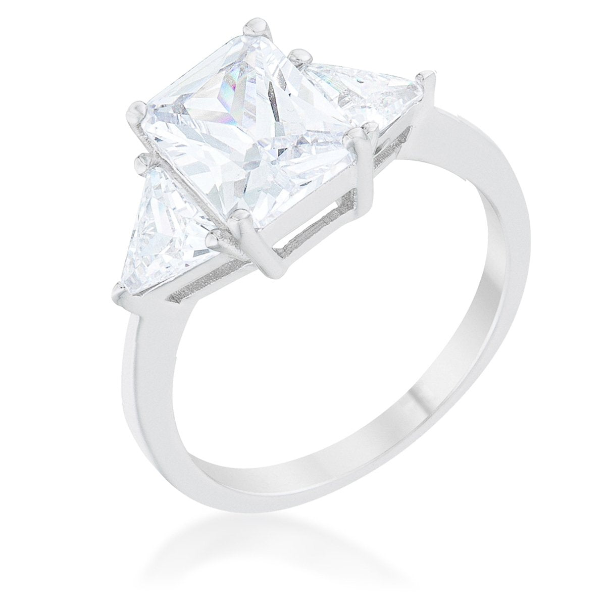 Classic Clear Rhodium Engagement Ring - R08451R-C01