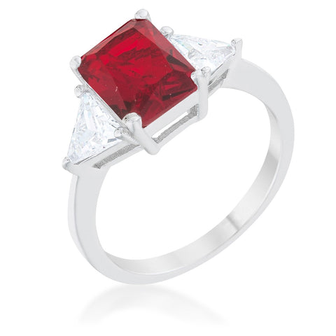 Classic Ruby Rhodium Engagement Ring - R08451R-C10