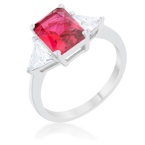 Classic Fuchsia Rhodium Engagement Ring - R08451R-C17