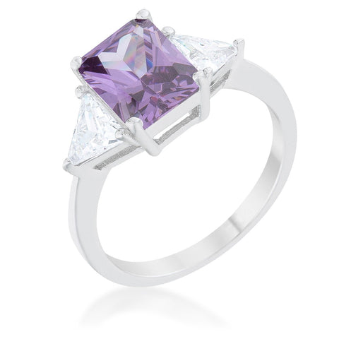 Classic Amethyst Rhodium Engagement Ring - R08451R-C20