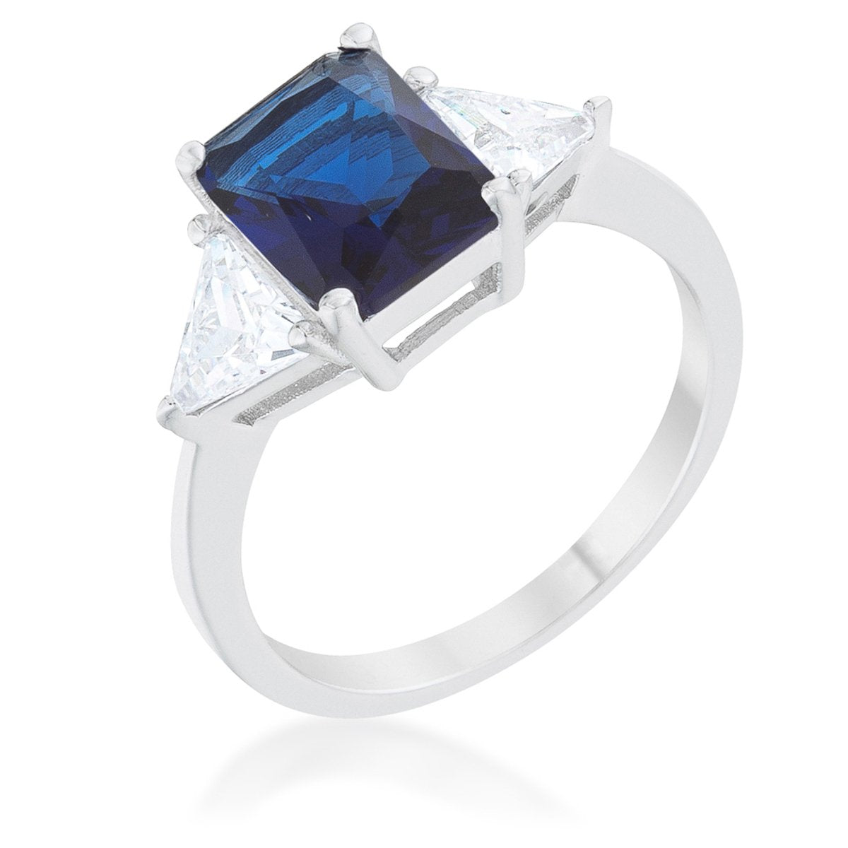 Classic Sapphire Rhodium Engagement Ring - R08451R-C30