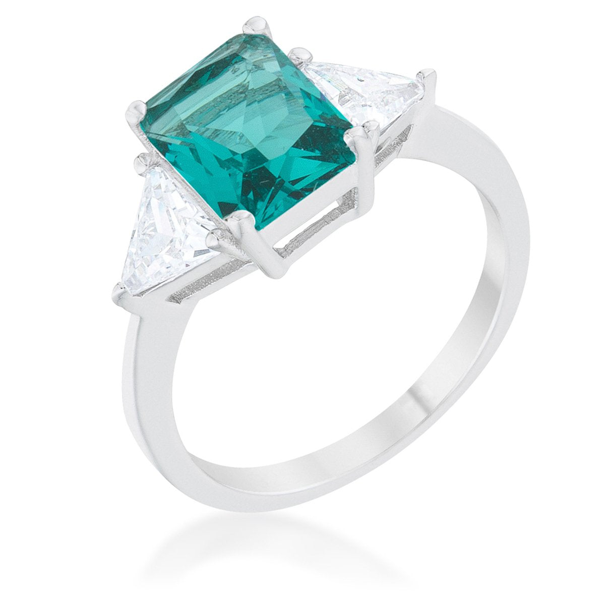 Classic Aqua Rhodium Engagement Ring - R08451R-C32