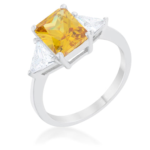 Classic Canary Yellow Rhodium Engagement Ring - R08451R-C61