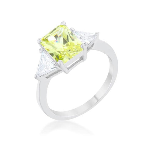 Classic Peridot Rhodium Engagement Ring - R08451R-V01