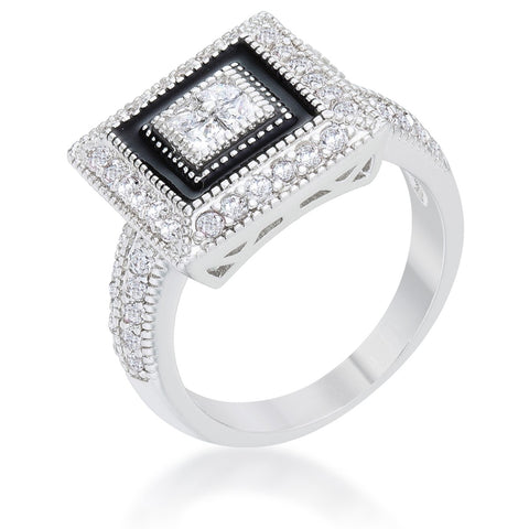 Shira 0.7ct CZ Rhodium Antique Ring - R08452R-V01