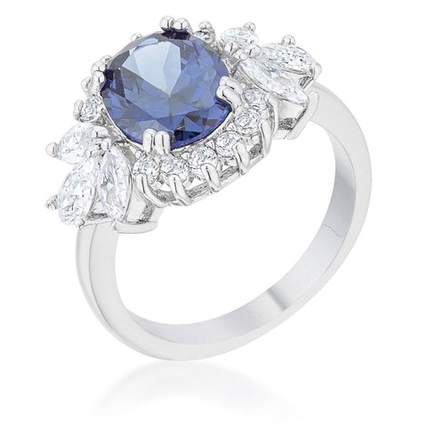 Krizia 4.2ct Tanzanite CZ Rhodium Classic Ring - R08455R-C21
