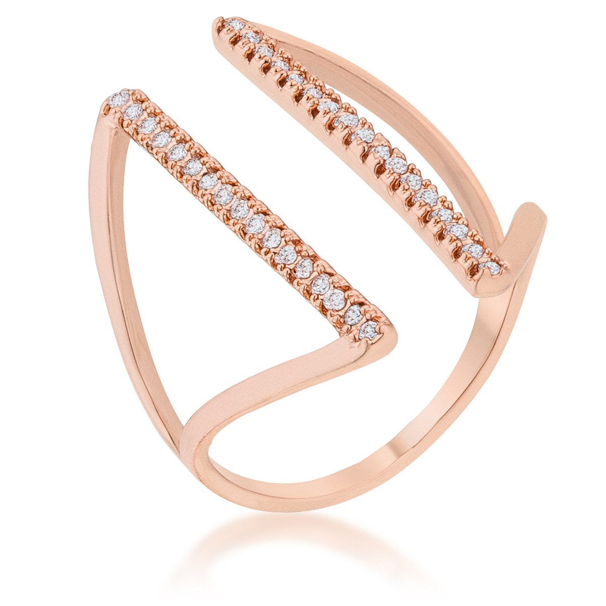 Jena 0.2ct CZ Rose Gold Delicate Parallel Ring - R08460A-C01