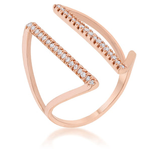 Jena 0.2ct CZ Rose Gold Delicate Parallel Ring - R08460A-C01