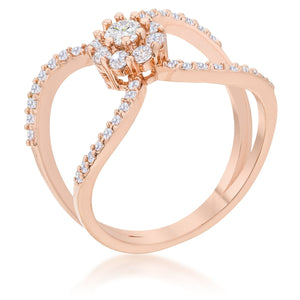 Joyce 0.4ct CZ Rose Gold Delicate Floral Wrap Ring - R08461A-C01