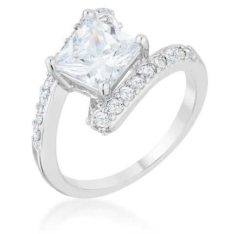 Caroline 2.3ct CZ Rhodium Statement Ring - R08468R-C01