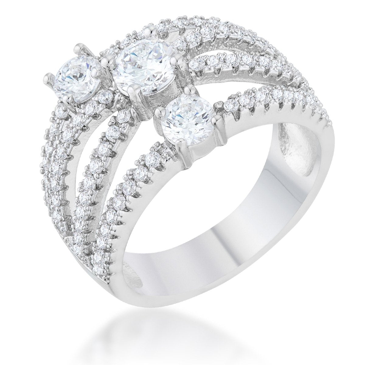 Beatrice 1.8ct CZ Rhodium Statement Ring - R08469R-C01