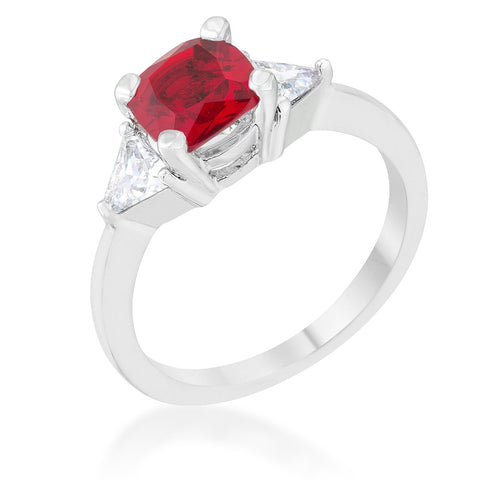 Shonda 1.8ct Garnet CZ Rhodium Cushion Classic Statement Ring - R08475R-C10
