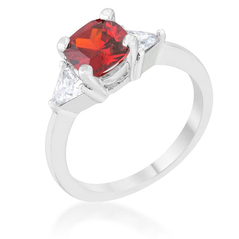 Shonda 1.8ct Ruby CZ Rhodium Cushion Classic Statement Ring - R08475R-C13