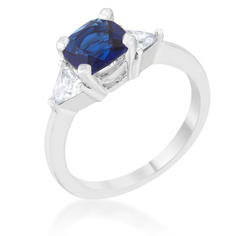 Shonda 1.8ct Sapphire CZ Rhodium Cushion Classic Statement Ring - R08475R-C30