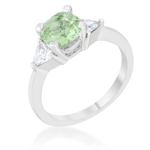 Shonda 1.8ct Peridot CZ Rhodium Cushion Classic Statement Ring - R08475R-C41