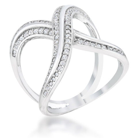 Christa 0.4ct CZ Rhodium Pave X Ring - R08480R-C01