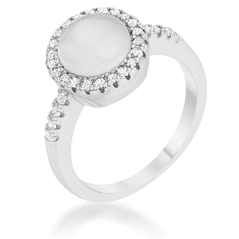 Patricia 0.3ct CZ White Cat's Eye Rhodium Classic Ring - R08501R-C93